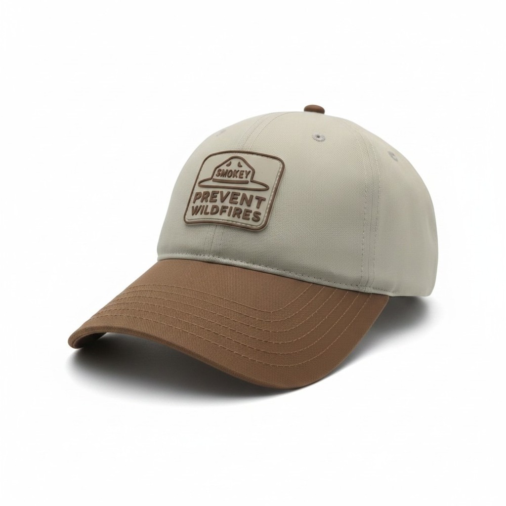 Smokey Bear Prevent Wildfires Snapback Hat Tan Brown Baseball Cap Official Logo